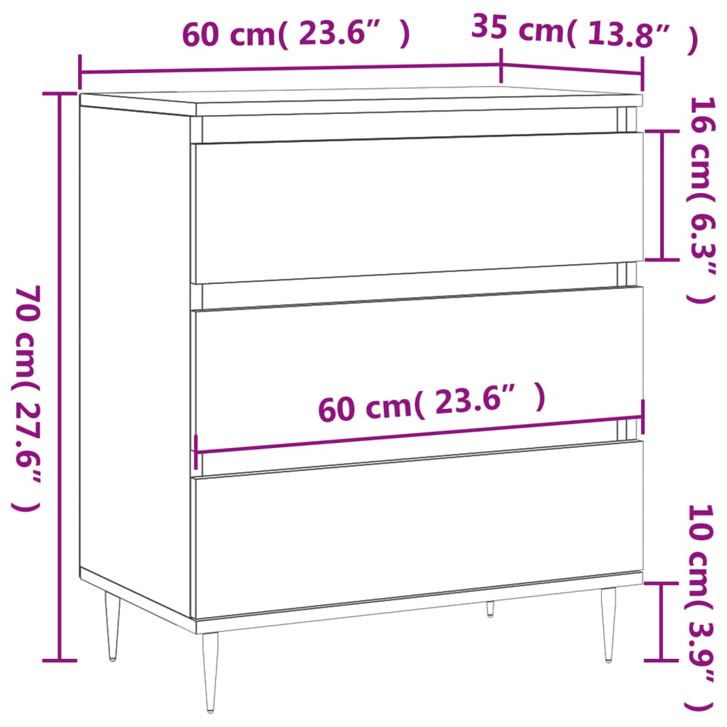 Credenza Bianca 60x35x70 cm in Legno Multistrato | homemem39