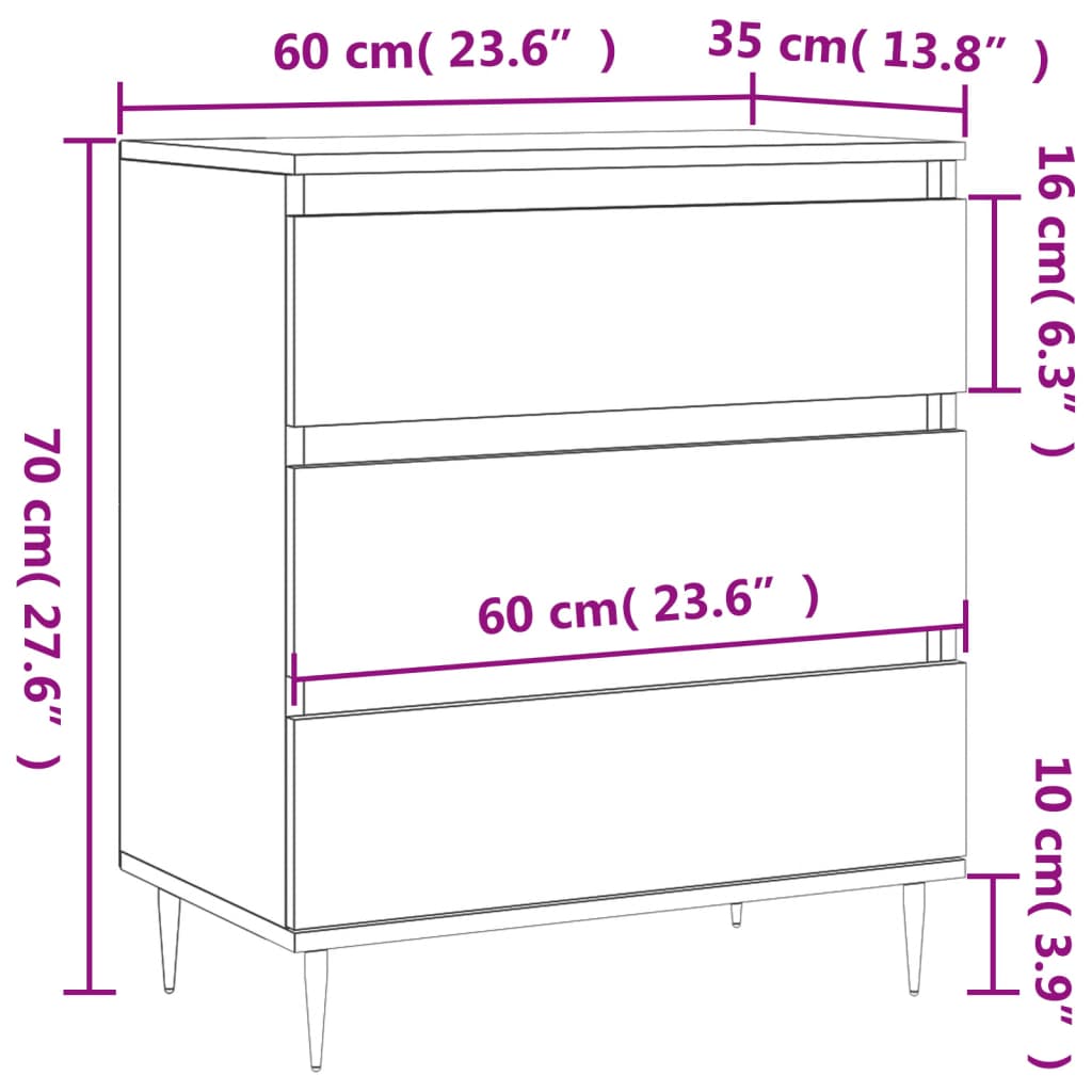 Credenza Rovere Fumo 60x35x70 cm in Legno Multistrato | homemem39