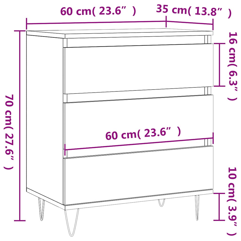 Credenza Nero 60x35x70 cm in Legno Multistrato | homemem39