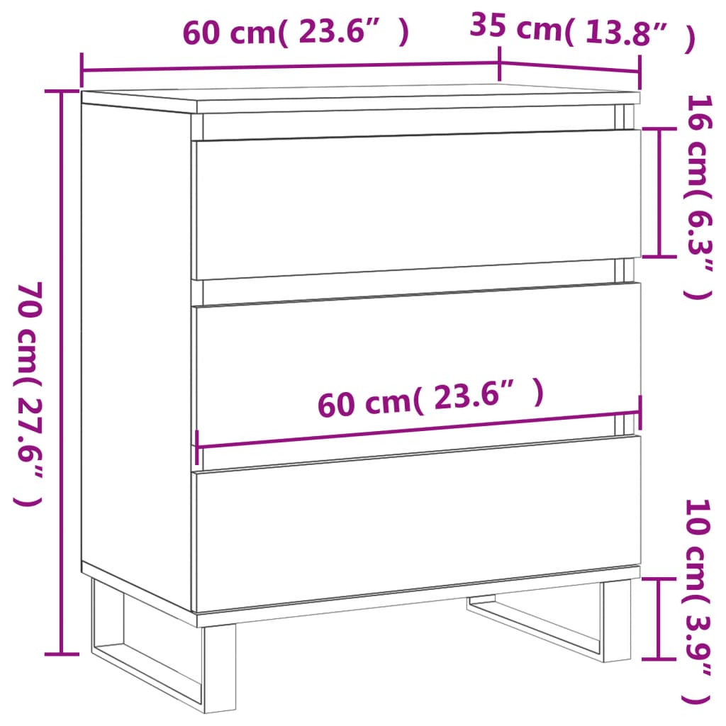 Credenza Bianca 60x35x70 cm in Legno Multistrato | homemem39