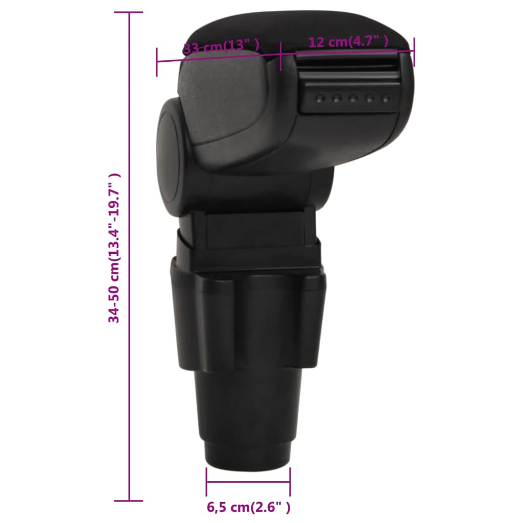 Bracciolo per Auto Nero 12x33x(34-50) cm in ABS - homemem39