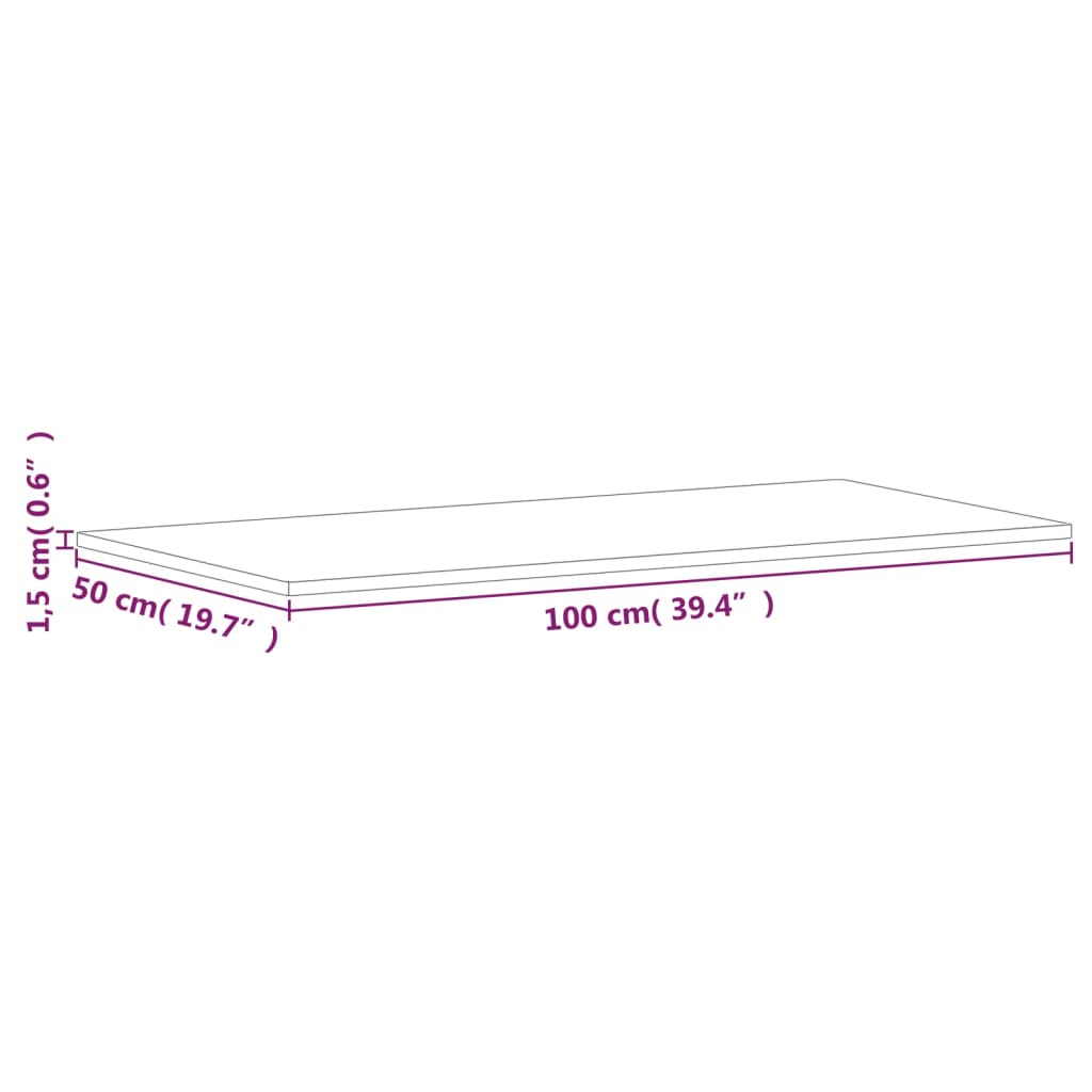 Piano Tavolo 100x50x1,5cm Rettangolare Legno Massello Faggio | homemem39