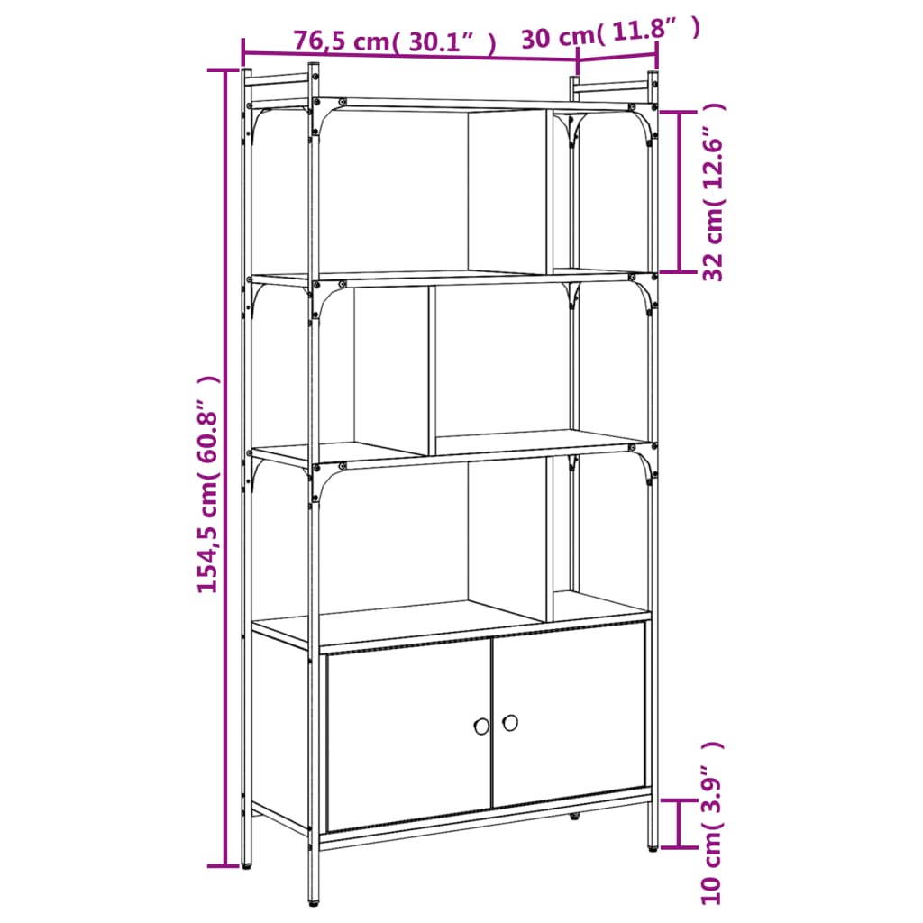Libreria Ante Grigio Sonoma 76,5x30x154,5 cm Legno Multistrato