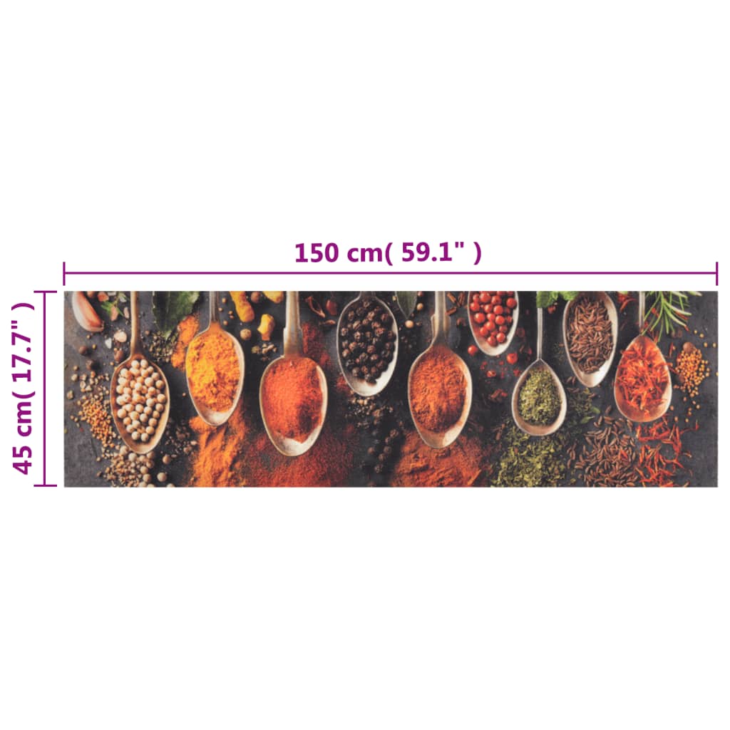 Tappeto da Cucina Lavabile Cucchiai e Spezie 45x150 cm Velluto | homemem39