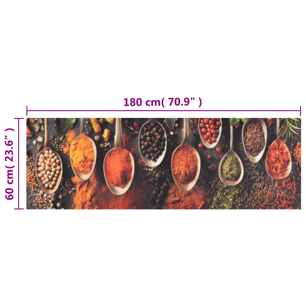 Tappeto da Cucina Lavabile Cucchiai e Spezie 60x180 cm Velluto | homemem39