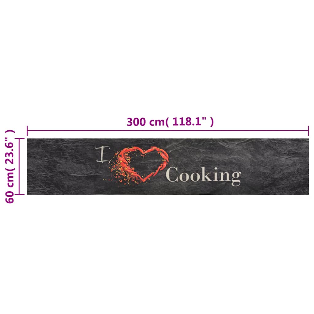 Tappeto da Cucina Lavabile Nero Cucinare 60x300 cm Velluto | homemem39