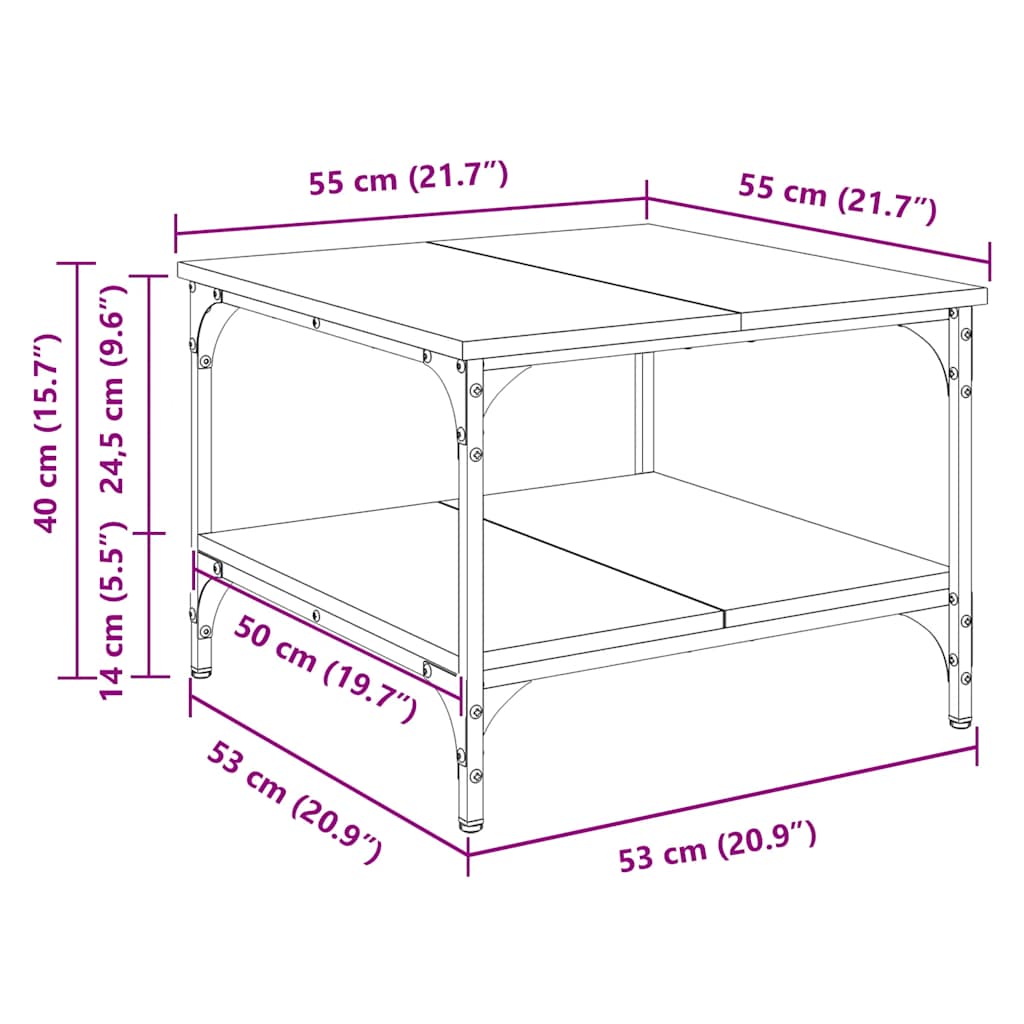 Tavolino da Salotto Rovere Sonoma 55x55x40 cm Legno Multistrato