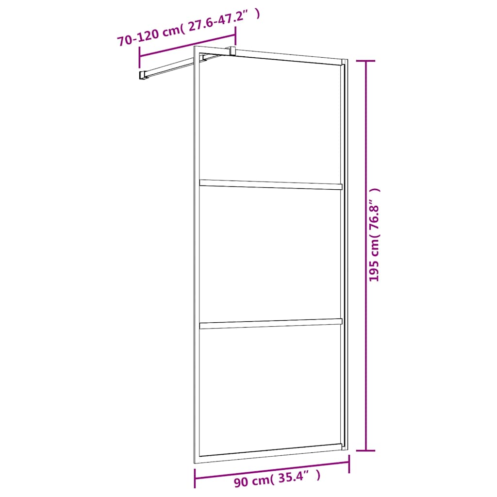 Parete per Doccia Walk-in Vetro Trasparente ESG 90x195 cm Oro | homemem39