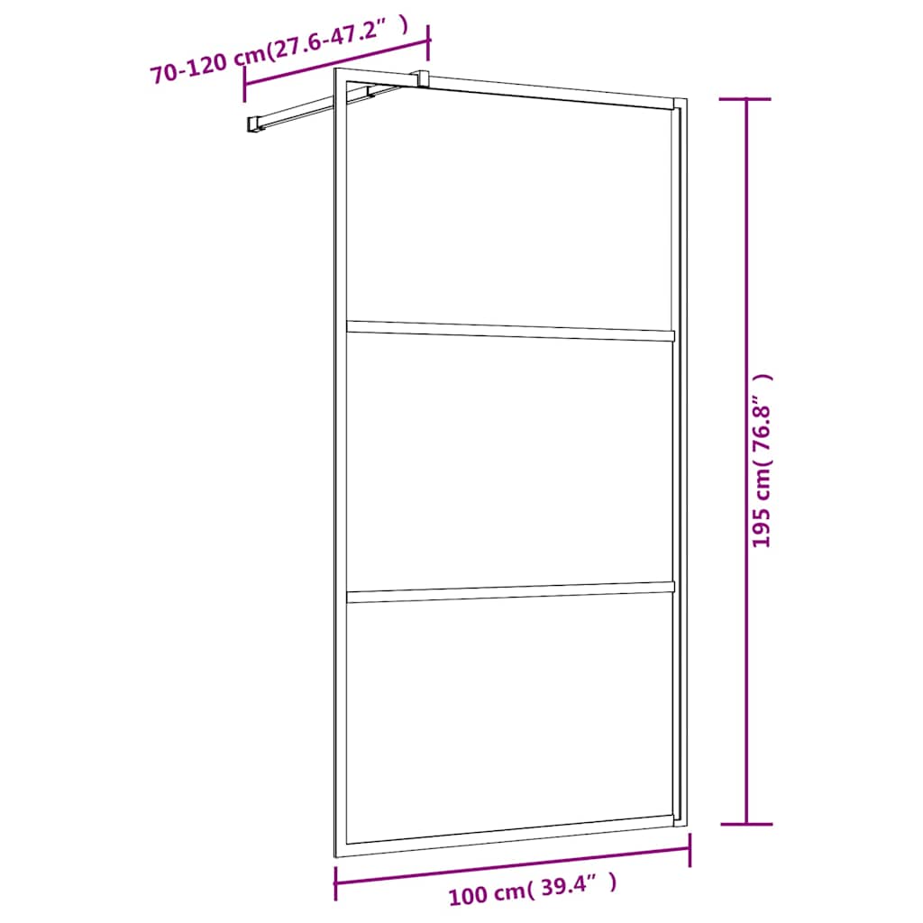 Parete per Doccia Walk-in Vetro Trasparente ESG 100x195 cm Oro | homemem39