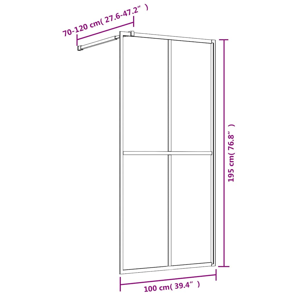 Parete per Doccia Walk-in Vetro Trasparente ESG 100x195cm Rossa | homemem39