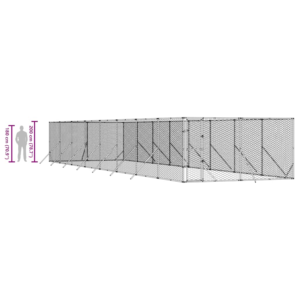 Cuccia per Cani da Esterno Argento 4x16x2 m in Acciaio Zincato | homemem39