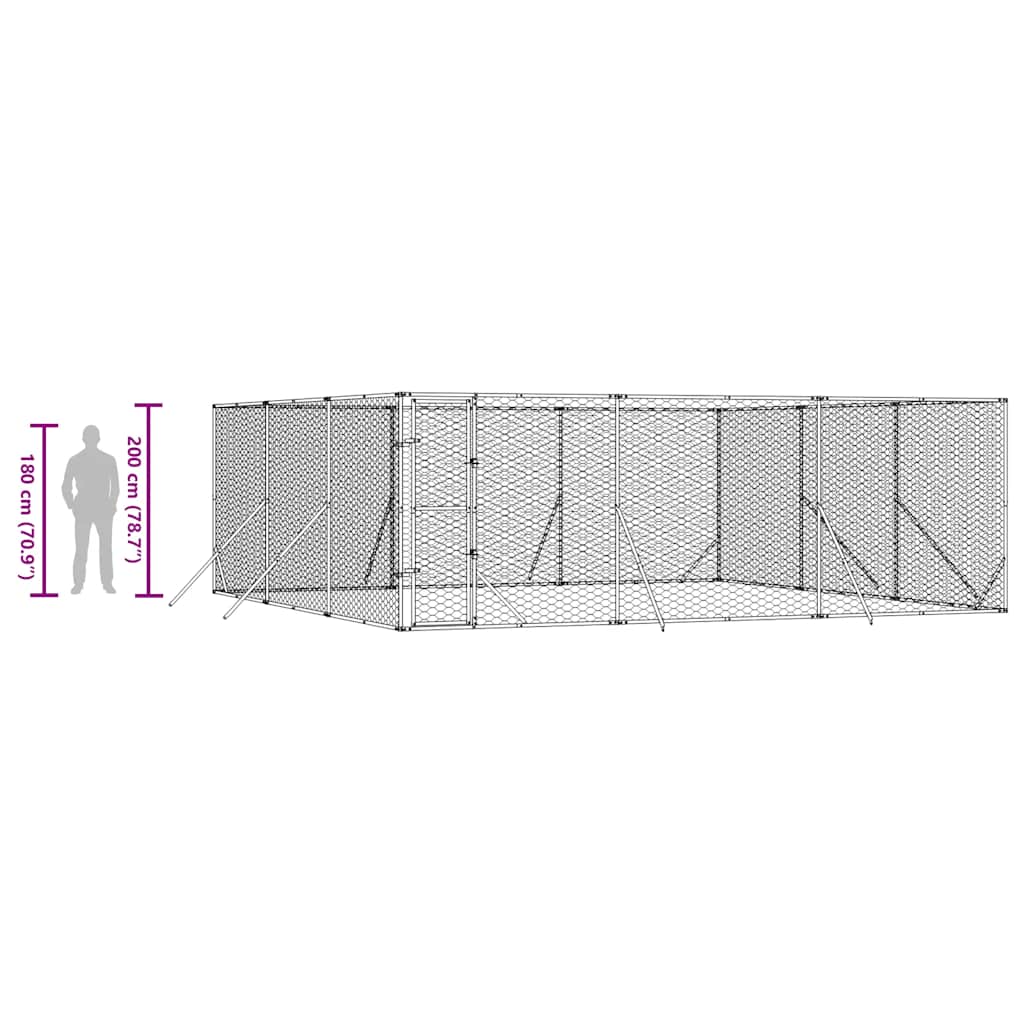 Cuccia per Cani da Esterno Argento 6x6x2 m in Acciaio Zincato | homemem39