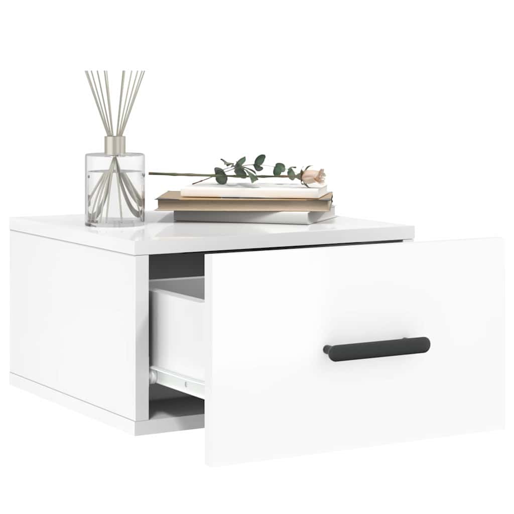 Comodini a Muro 2 pz Bianco Lucido 35x35x20 cm