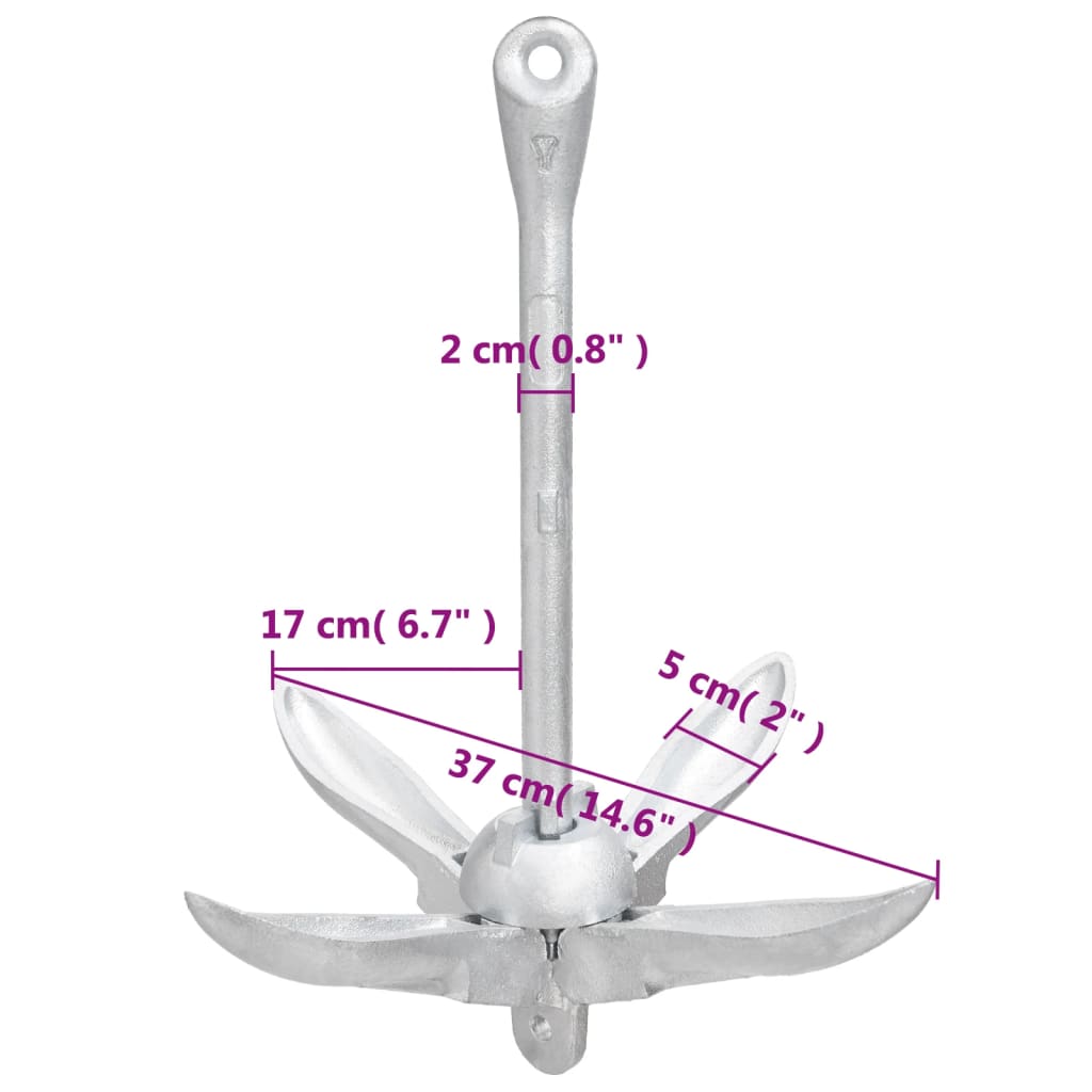 Ancora Pieghevole Argento 3,2 kg in Ferro Malleabile | homemem39