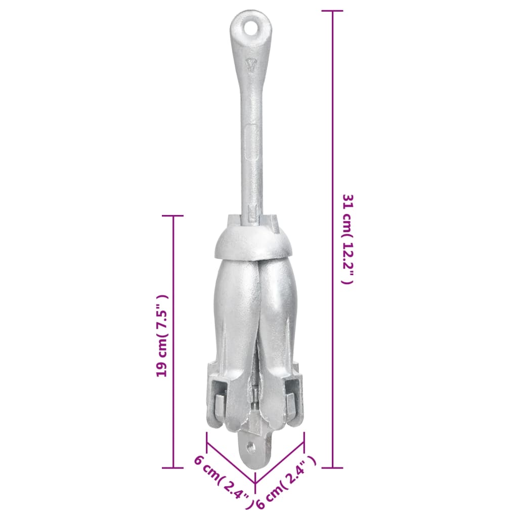 Ancora Pieghevole con Corda Argento 1,5 kg in Ferro Malleabile | homemem39