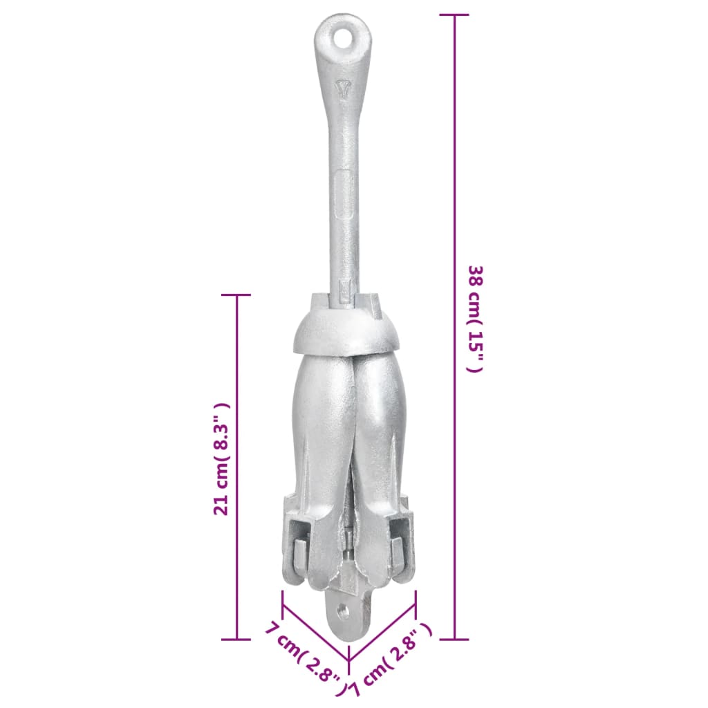 Ancora Pieghevole con Corda Argento 2,5 kg in Ferro Malleabile | homemem39