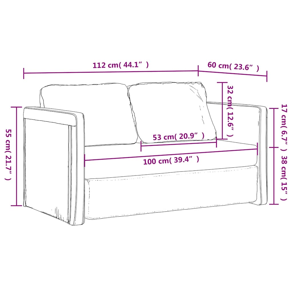 Divano Letto da Terra 2 in 1 Verde Scuro 112x174x55 cm Tessuto | homemem39