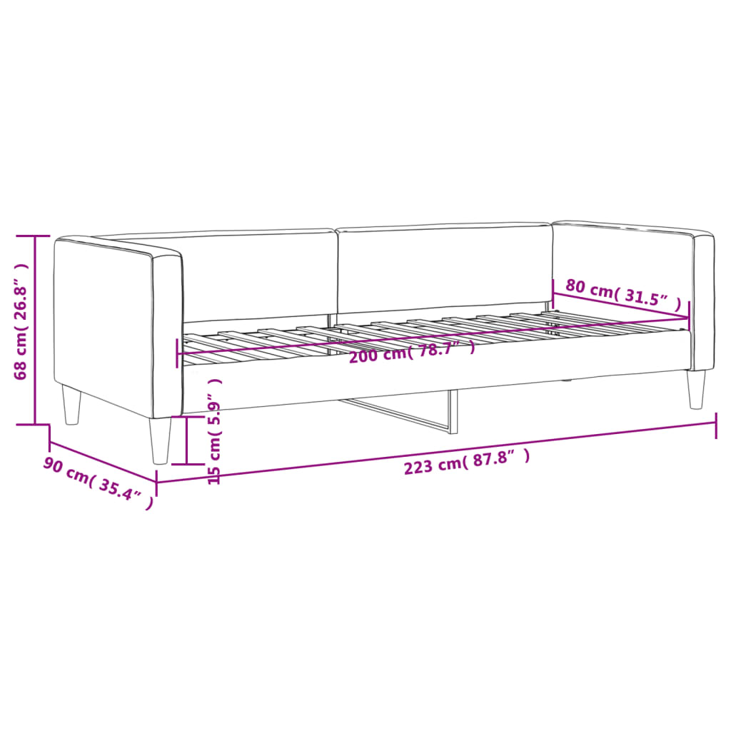 Letto da Giorno Grigio Scuro 80x200 cm in Tessuto | homemem39
