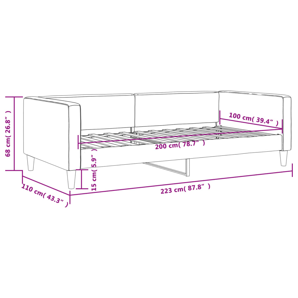 Letto da Giorno Tortora 100x200 cm in Tessuto | homemem39