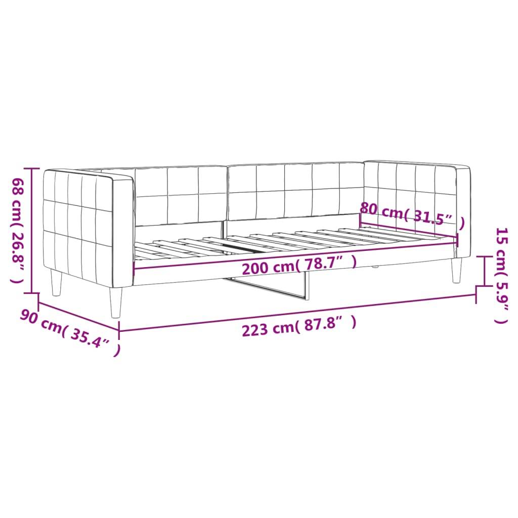 Letto da Giorno Rosa 80x200 cm in Velluto | homemem39