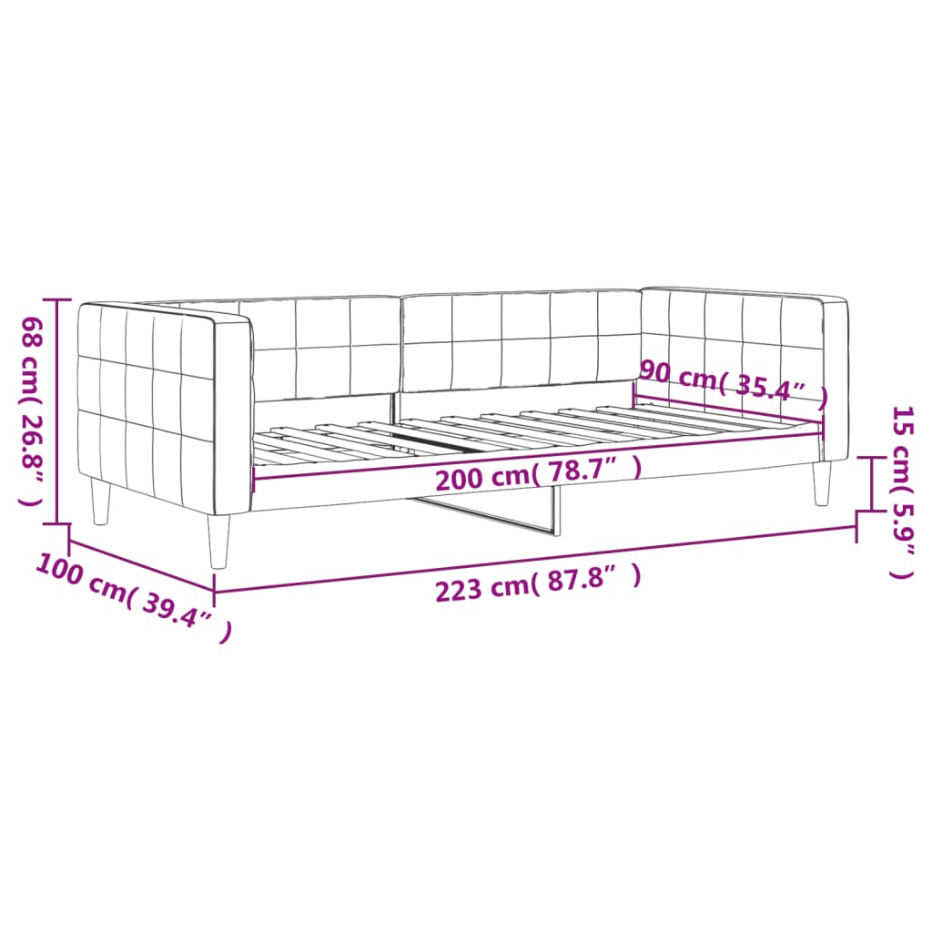 Letto da Giorno Grigio Chiaro 90x200 cm in Velluto | homemem39