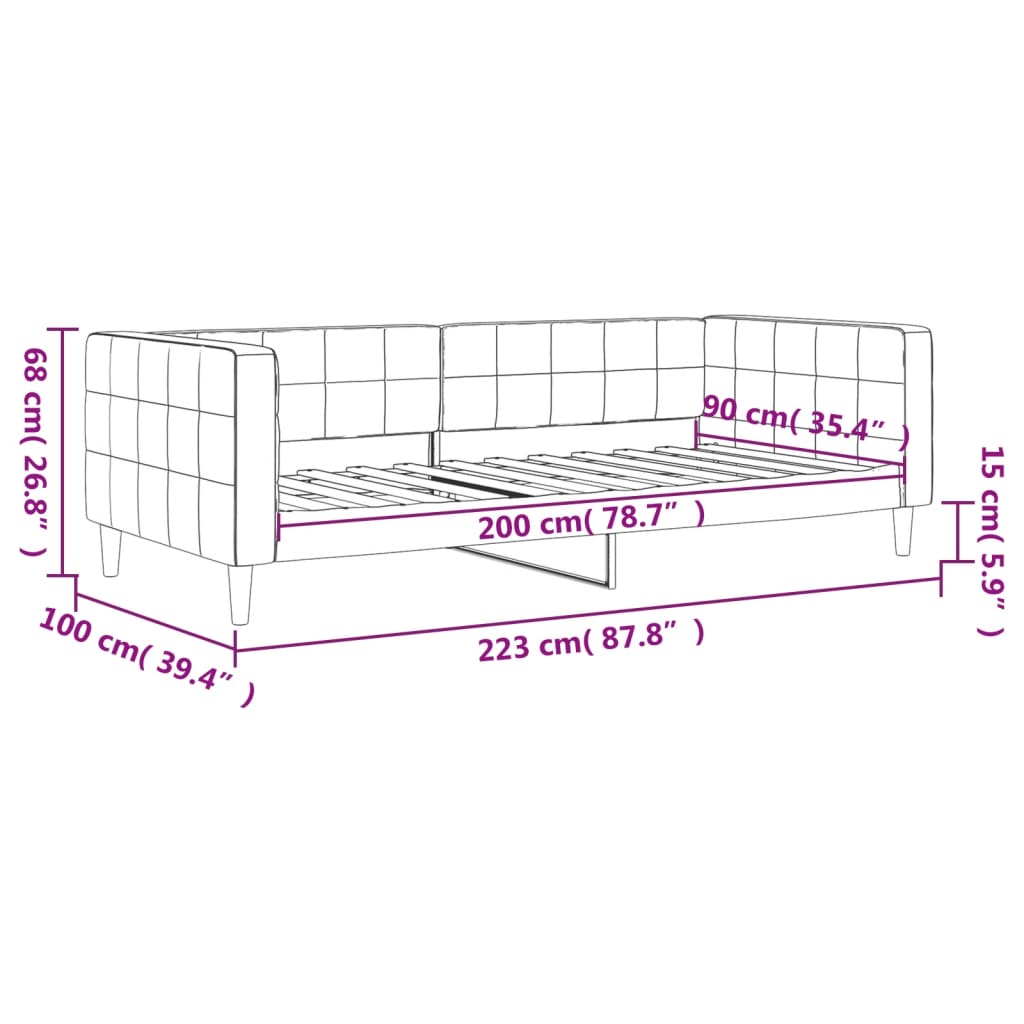 Letto da Giorno Grigio Scuro 90x200 cm in Velluto | homemem39