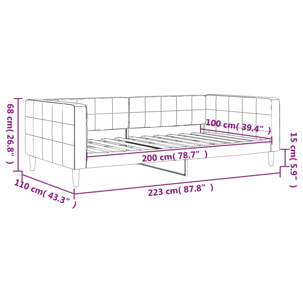 Letto da Giorno Blu 100x200 cm in Velluto | homemem39