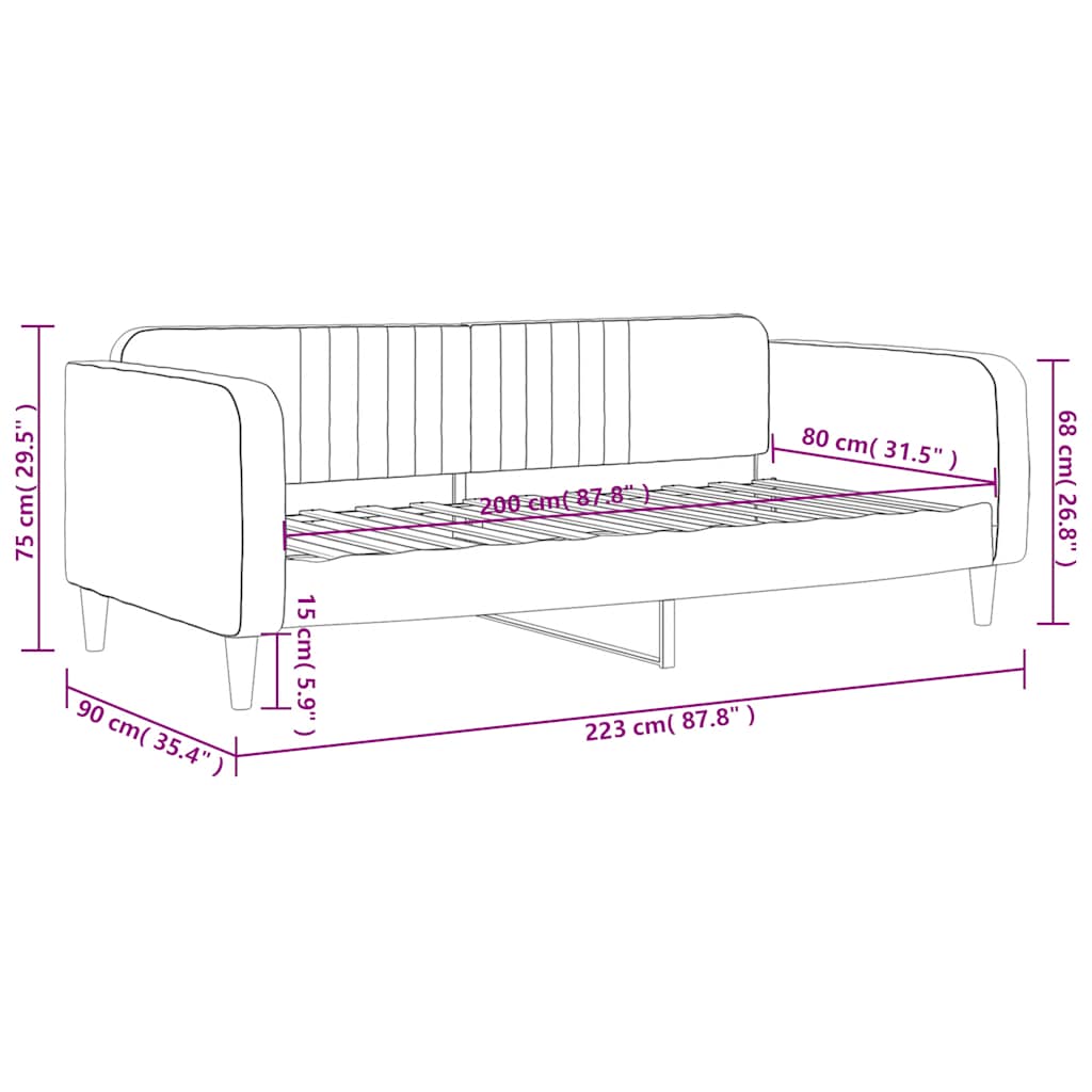 Letto da Giorno Verde Scuro 80x200 cm in Velluto | homemem39