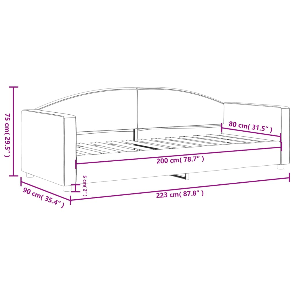 Letto da Giorno Crema 80x200 cm in Tessuto | homemem39