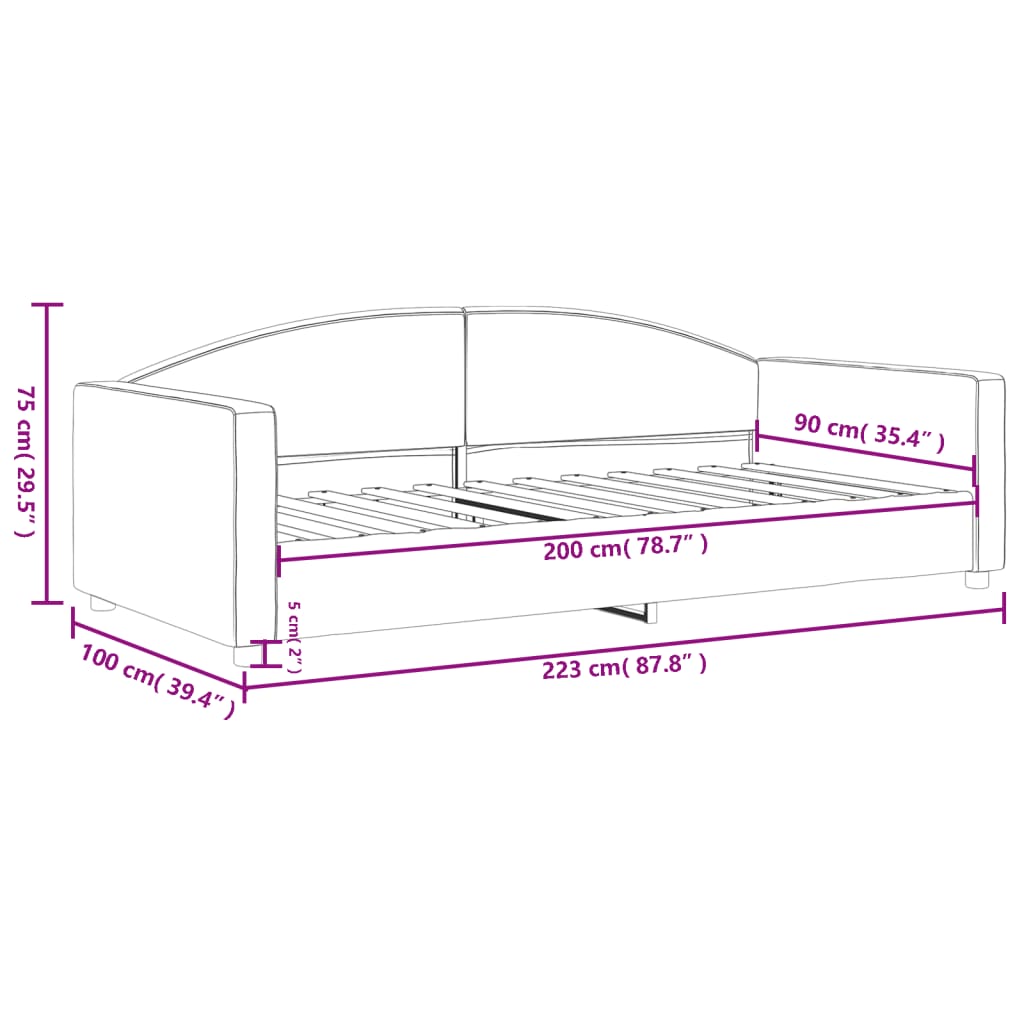 Letto da Giorno Grigio Chiaro 90x200 cm in Tessuto | homemem39