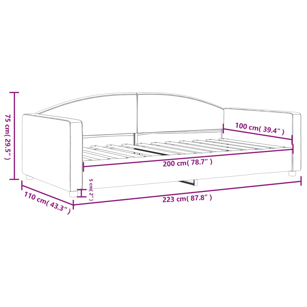Letto da Giorno Tortora 100x200 cm in Tessuto | homemem39