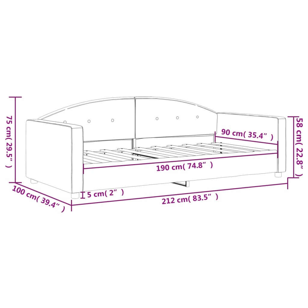 Letto da Giorno Grigio Chiaro 90x190 cm in Velluto | homemem39