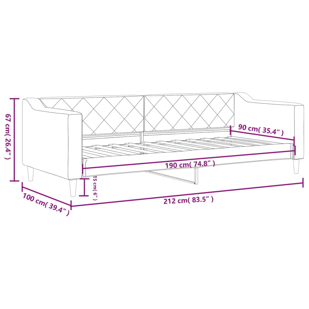 Letto da Giorno Grigio Chiaro 90x190 cm in Tessuto | homemem39