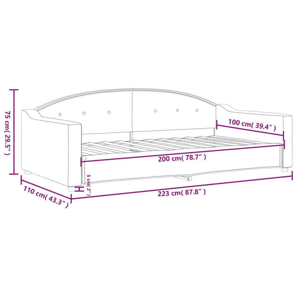 Letto da Giorno Tortora 100x200 cm in Tessuto | homemem39