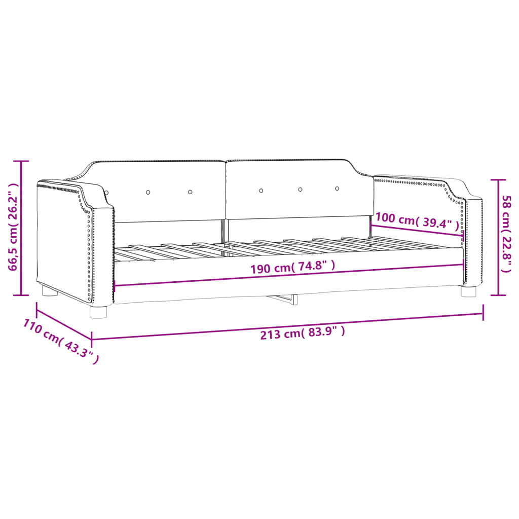 Letto da Giorno Grigio Scuro 100x190 cm in Tessuto | homemem39