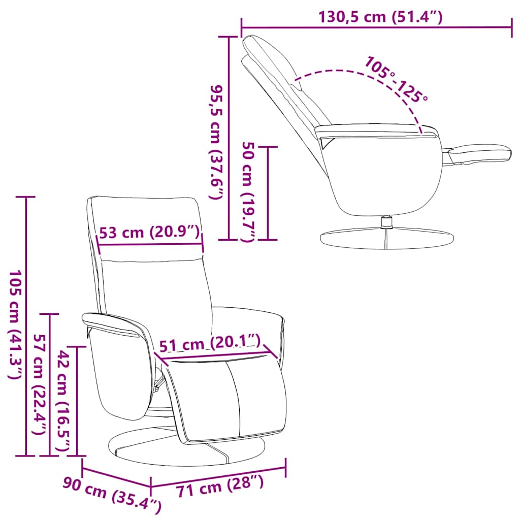 Poltrona Reclinabile con Poggiapiedi Nera in Similpelle - homemem39