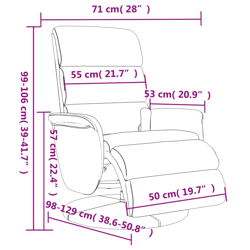 Poltrona Reclinabile Massaggio con Poggiapiedi Crema Similpelle - homemem39
