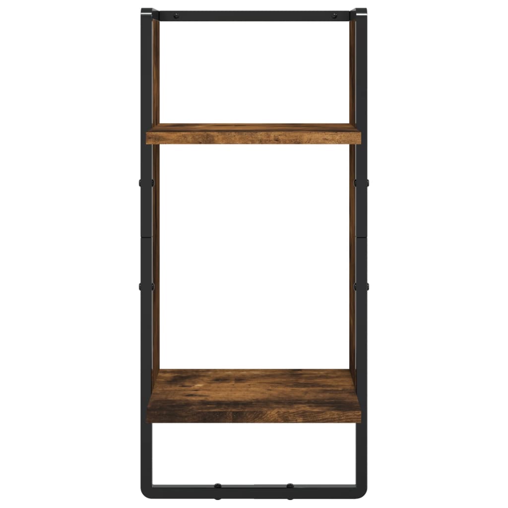 Set Mensole Parete con Aste 6pz Rovere Fumo Legno Multistrato | homemem39