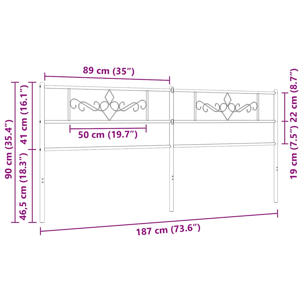 Testiera di Ricambio in Metallo Bianco 180 cm | homemem39