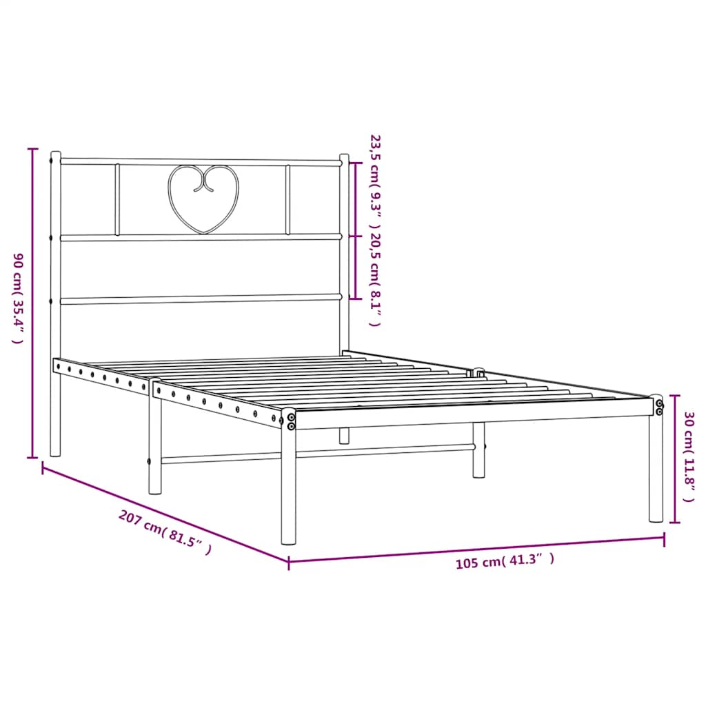 Giroletto con Testiera Metallo Nero 100x200 cm | homemem39