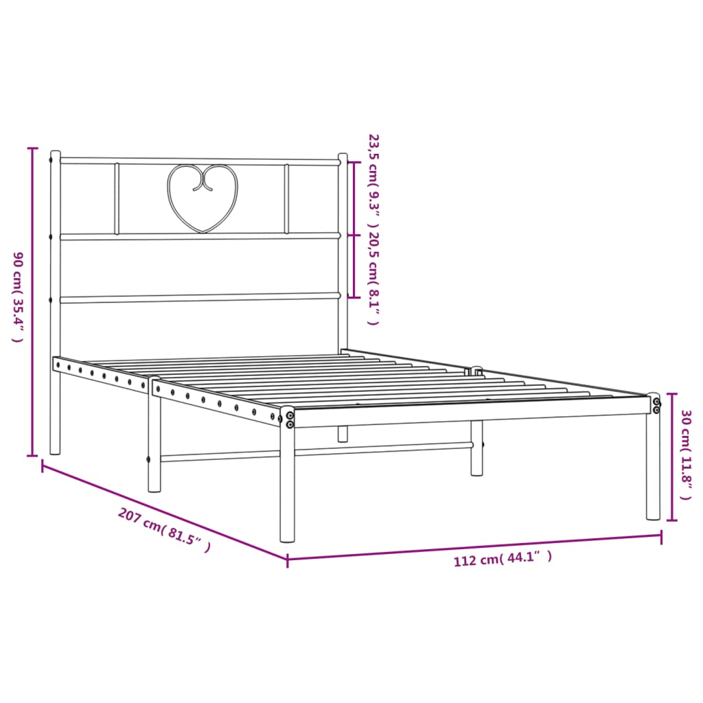 Giroletto con Testiera in Metallo Nero 107x203 cm | homemem39