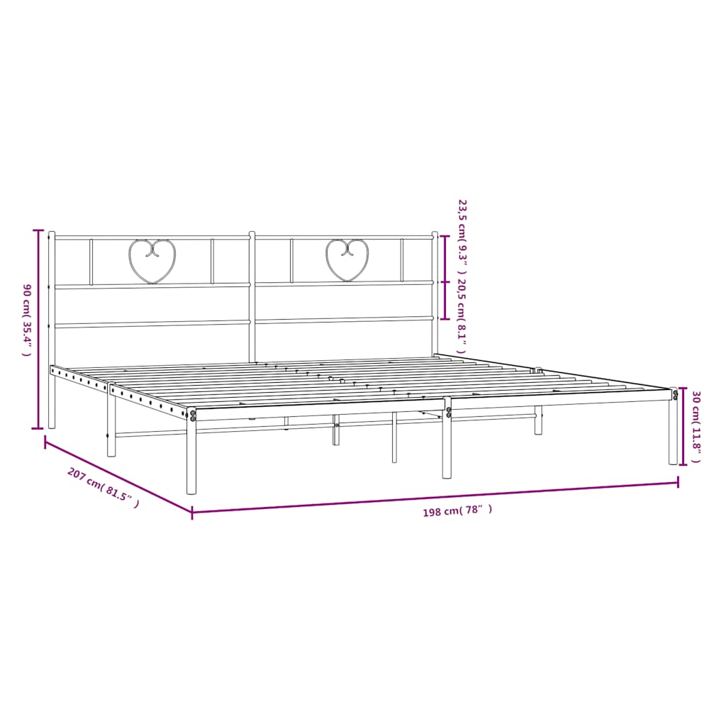 Giroletto con Testiera in Metallo Nero 193x203 cm | homemem39