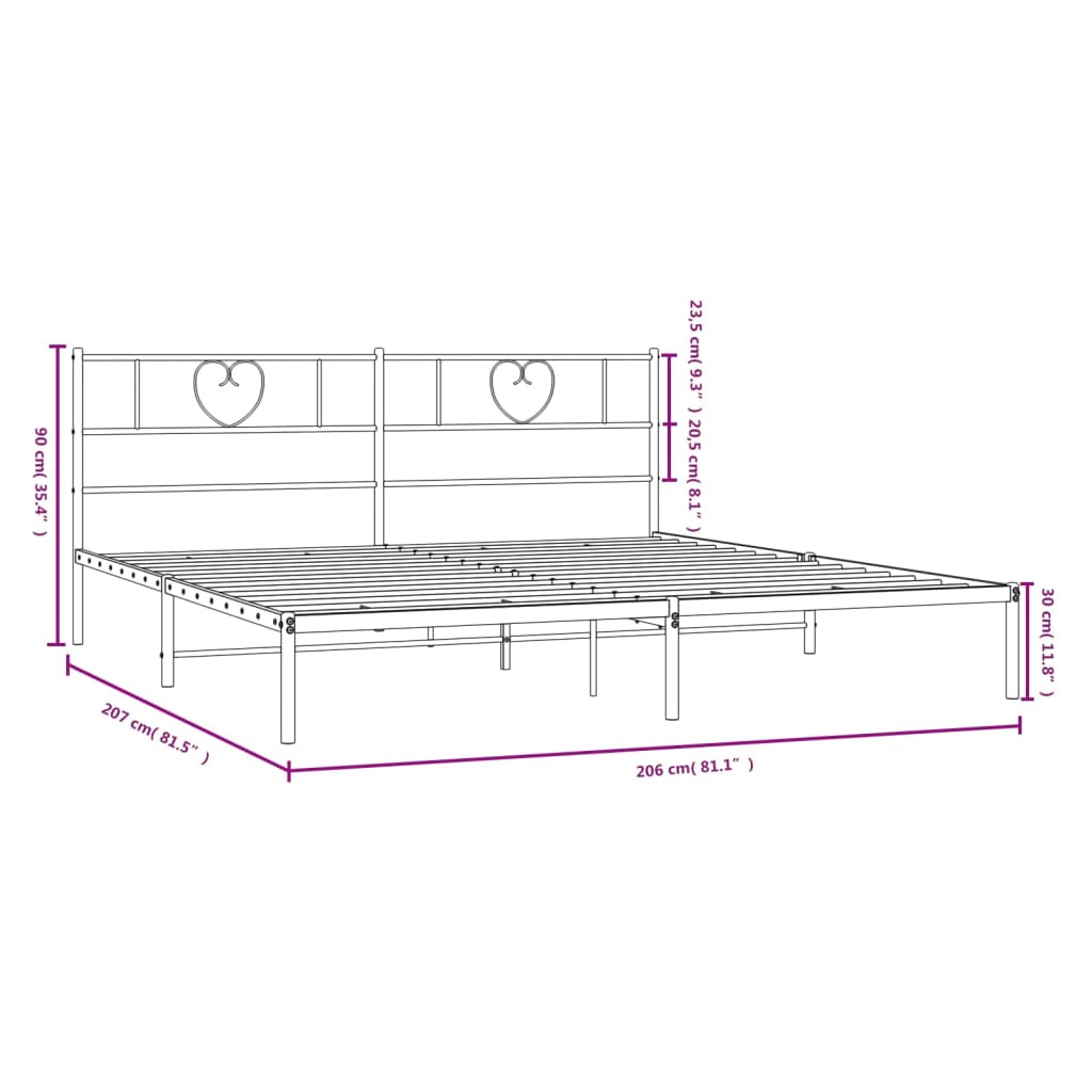 Giroletto con Testiera in Metallo Nero 200x200 cm | homemem39