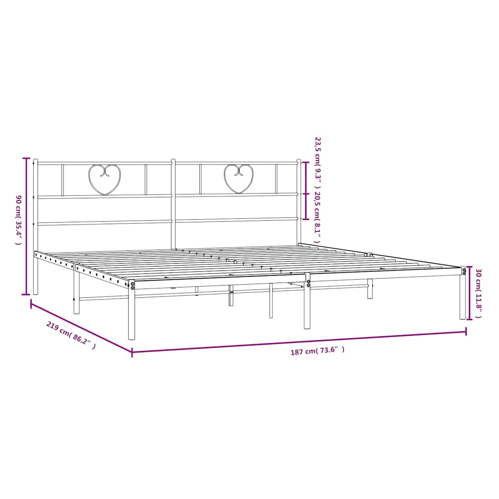 Giroletto con Testiera Metallo Bianco 183x213 cm | homemem39