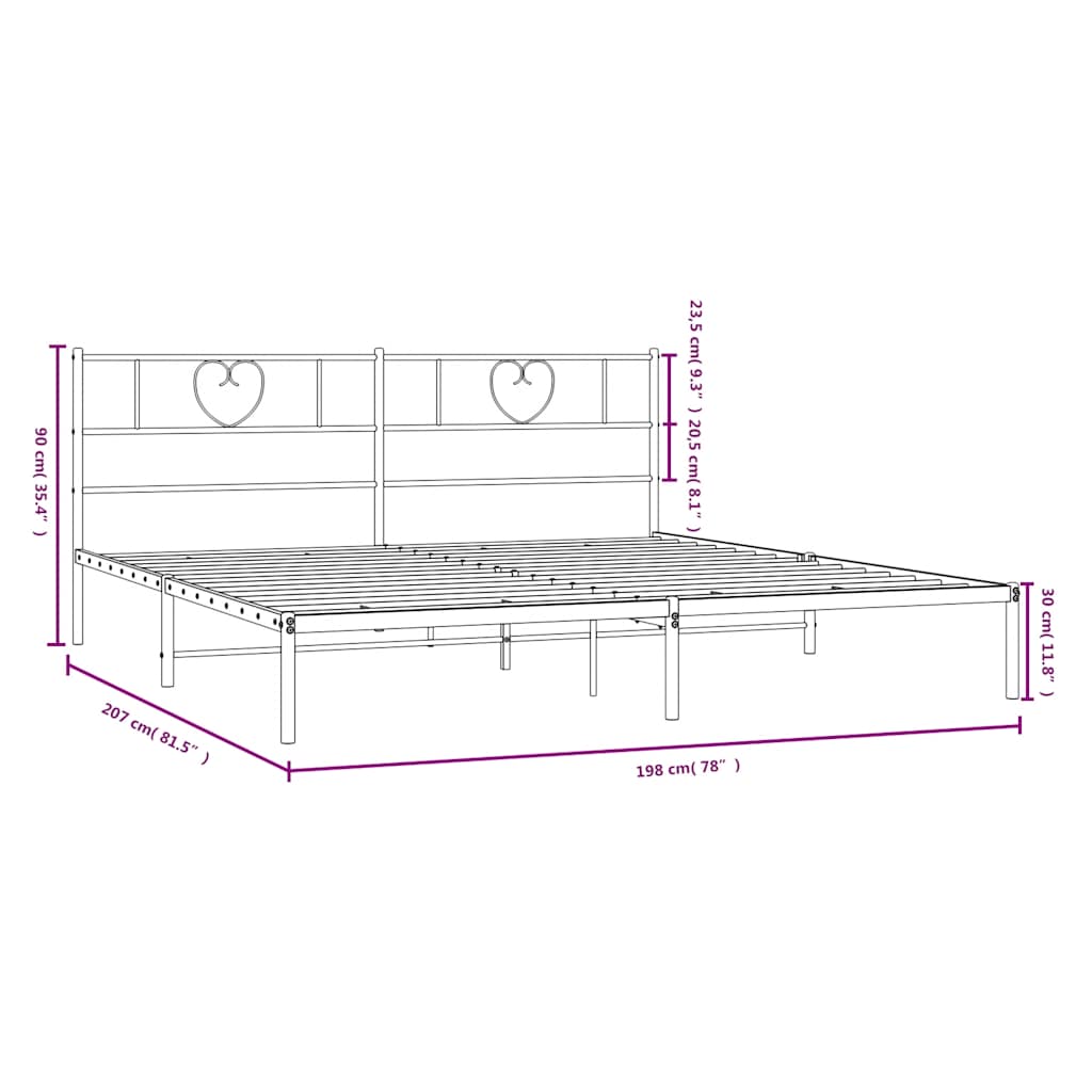 Giroletto con Testiera Metallo Bianco 193x203 cm | homemem39