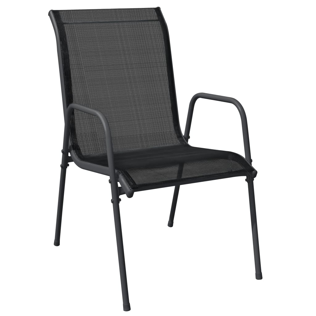 Set da Pranzo da Giardino 3 pz Nero in Acciaio e Textilene | homemem39