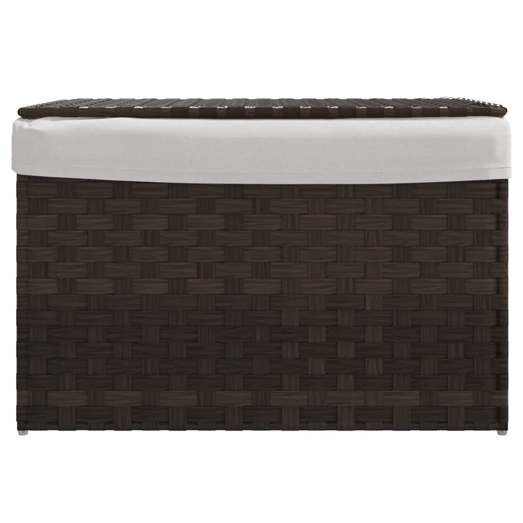 Cesto Biancheria Coperchio Marrone Scuro 55,5x35x34 Polyrattan | homemem39