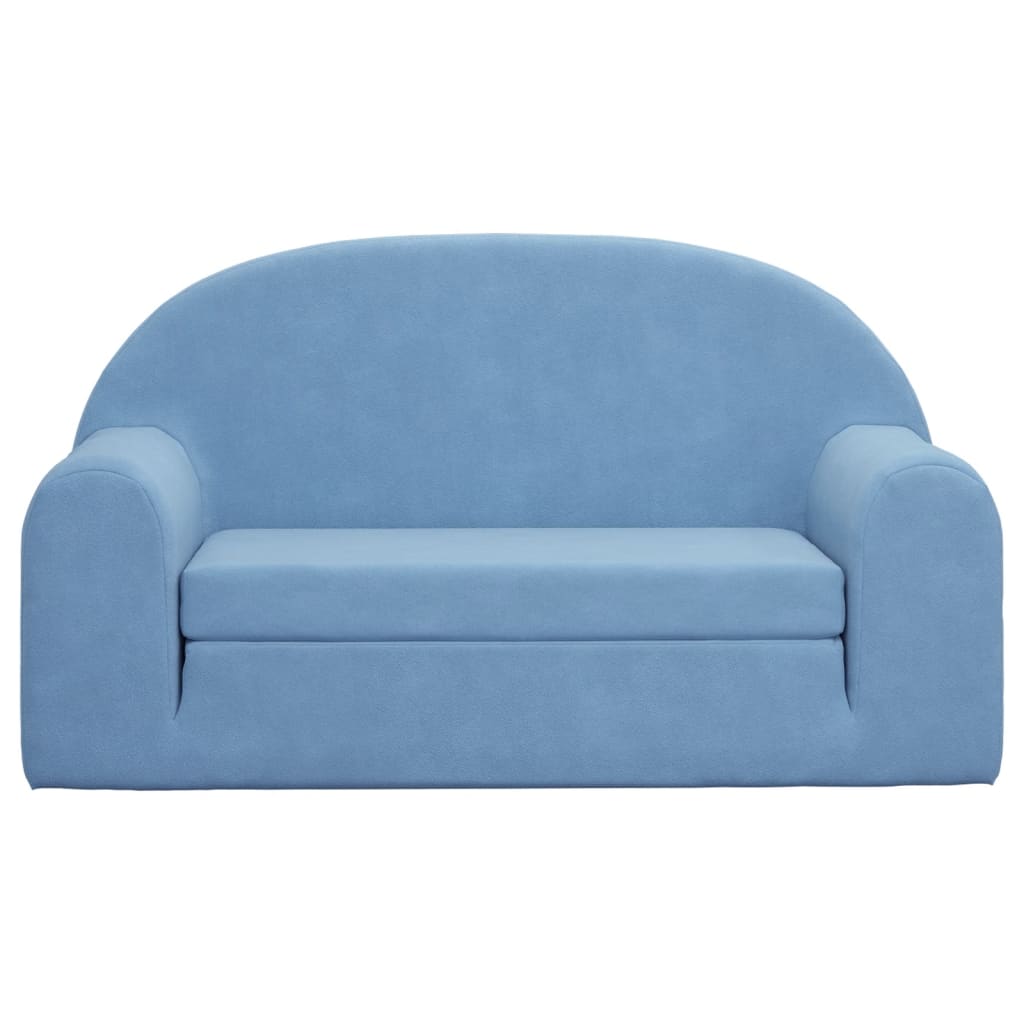 Divano Letto per Bambini a 2 Posti Blu in Morbido Peluche | homemem39