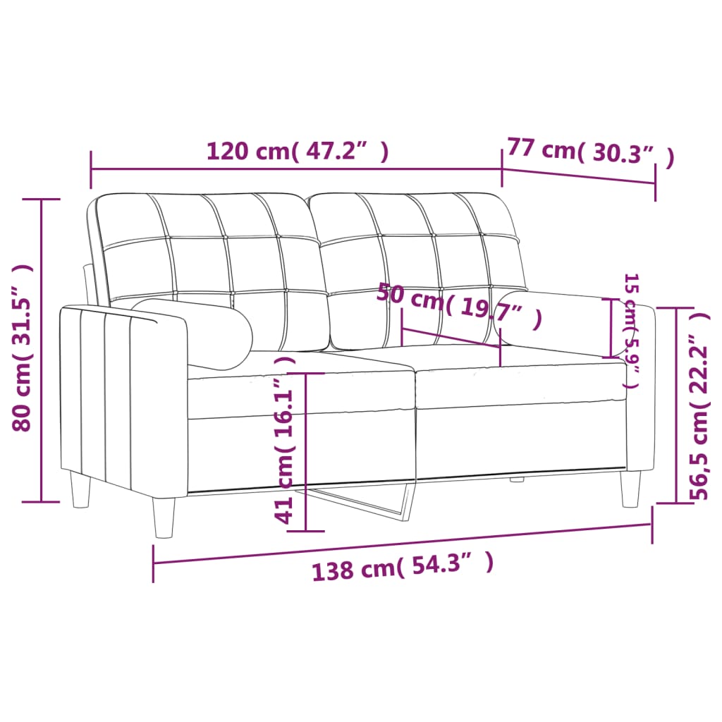 Divano a 2 Posti con Cuscini Grigio Scuro 120 cm in Tessuto | homemem39