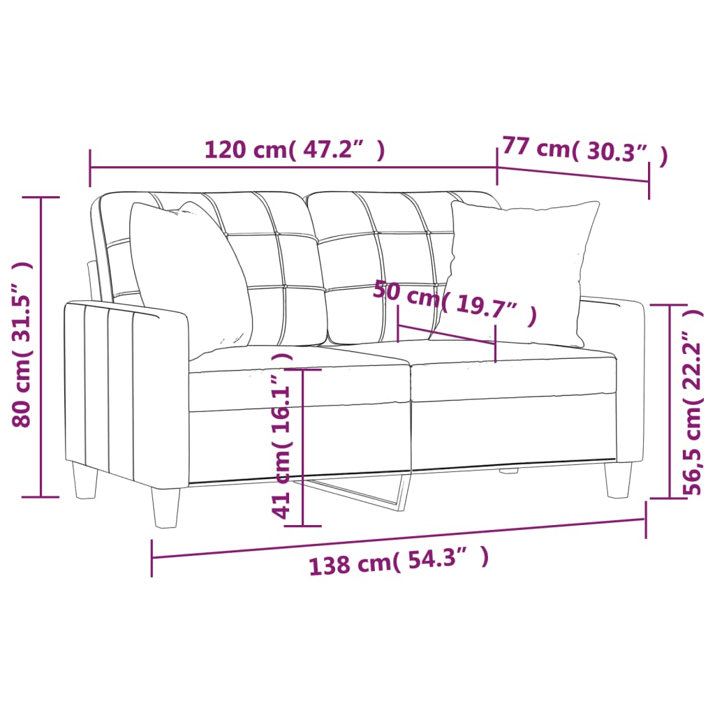 Divano a 2 Posti con Cuscini Grigio 120 cm in Similpelle | homemem39